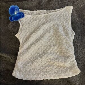 White Textured Women's Top